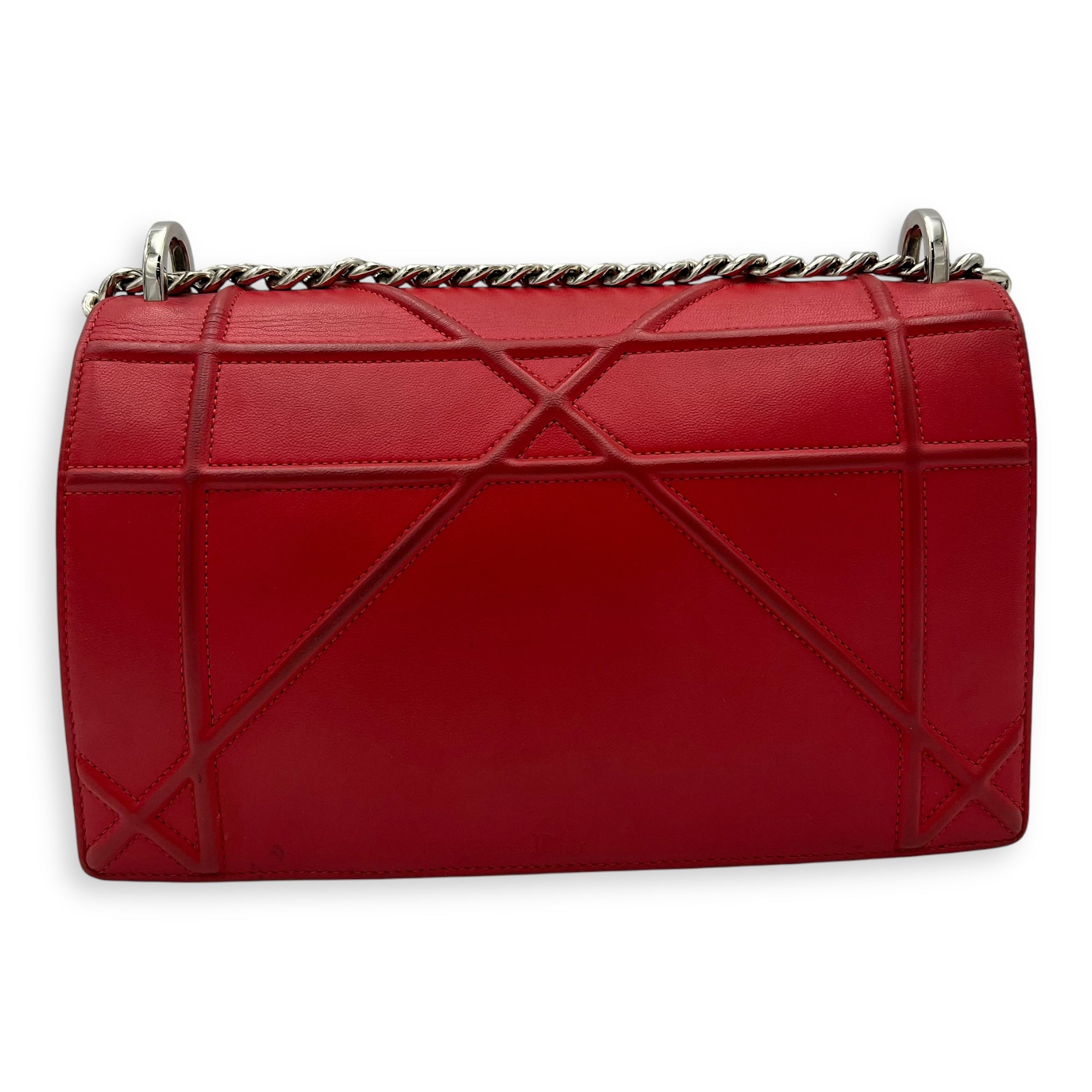 Diorama Red Crossbody Bag in Lambskin, Silver hardware - Image 3