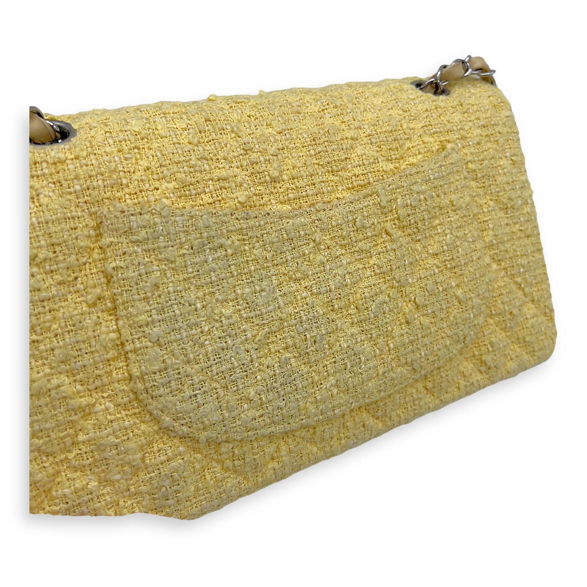 Classic Shoulder Bag Yellow in Tweed, Silver hardware - Image 10