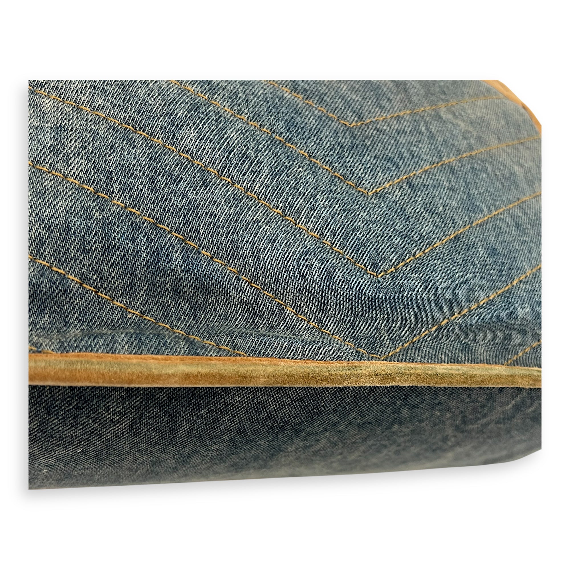 Niki Shoulder Bag Medium Blue in Denim, Gold hardware - Image 11