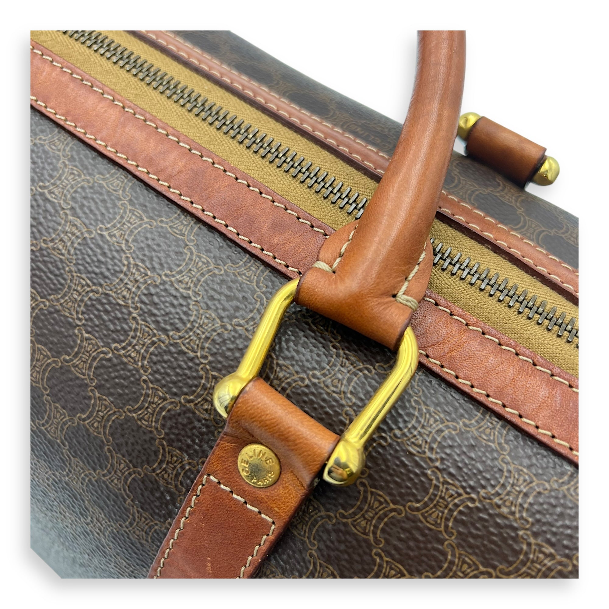 Macadam Top Handle Bag Brown in Coated Canvas, Gold hardware - Image 12