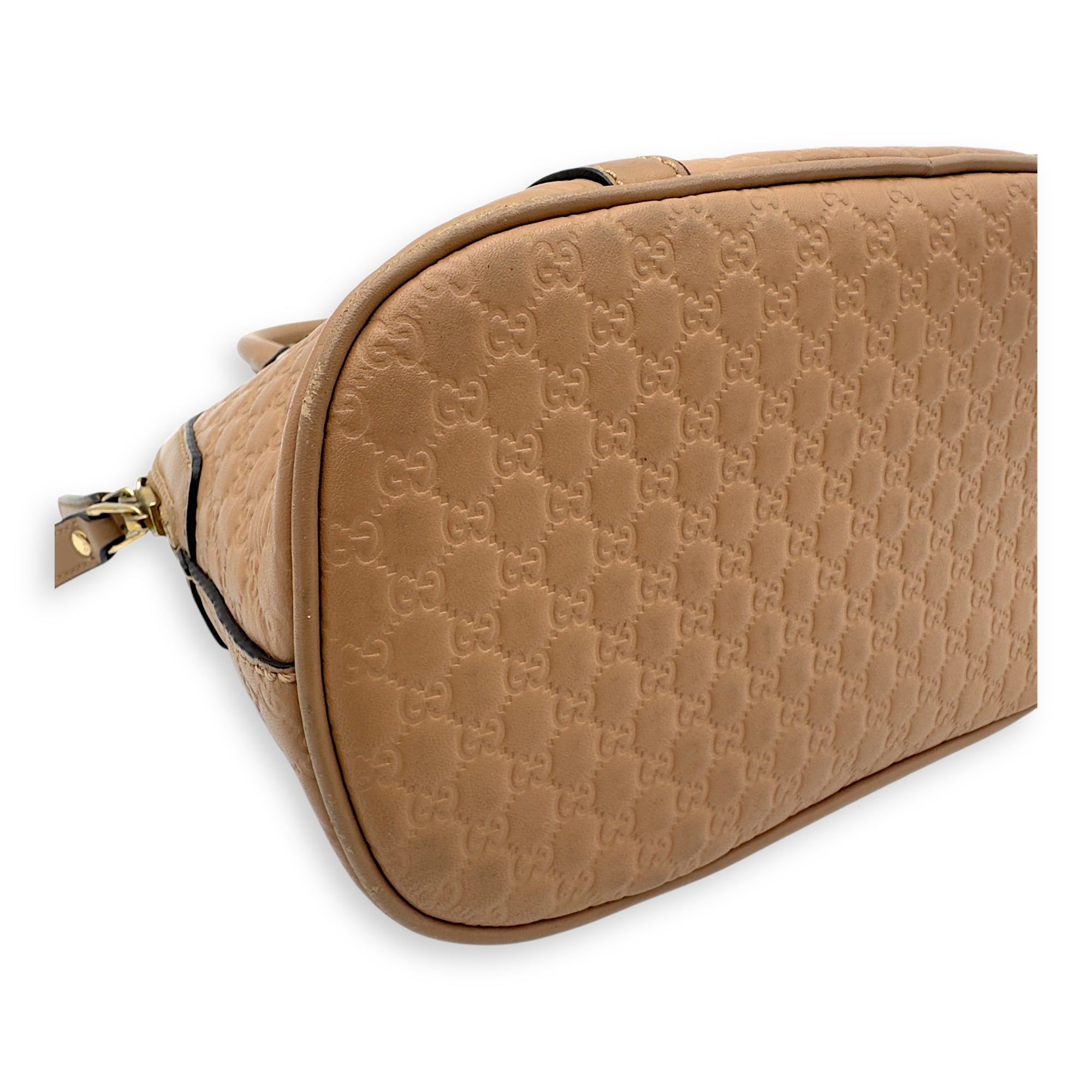 Dome Top Handle Bag Beige in Calfskin, Gold hardware - Image 14