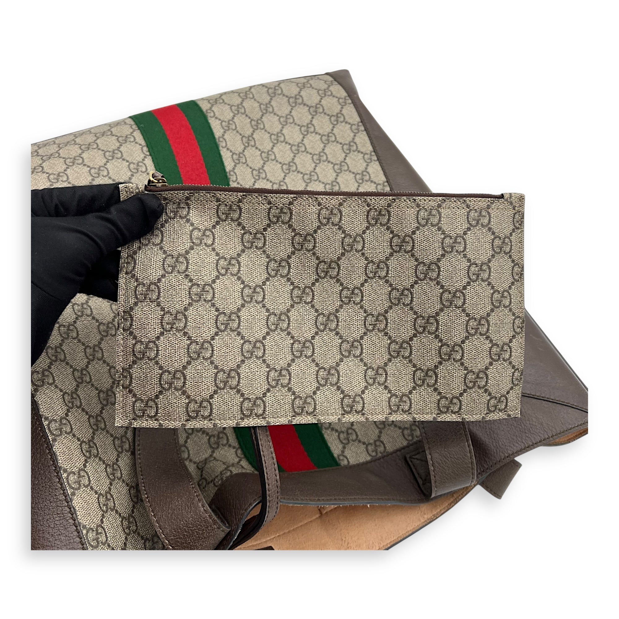 Ophidia Tote Bag Brown in Coated Canvas, Gold hardware - Image 17