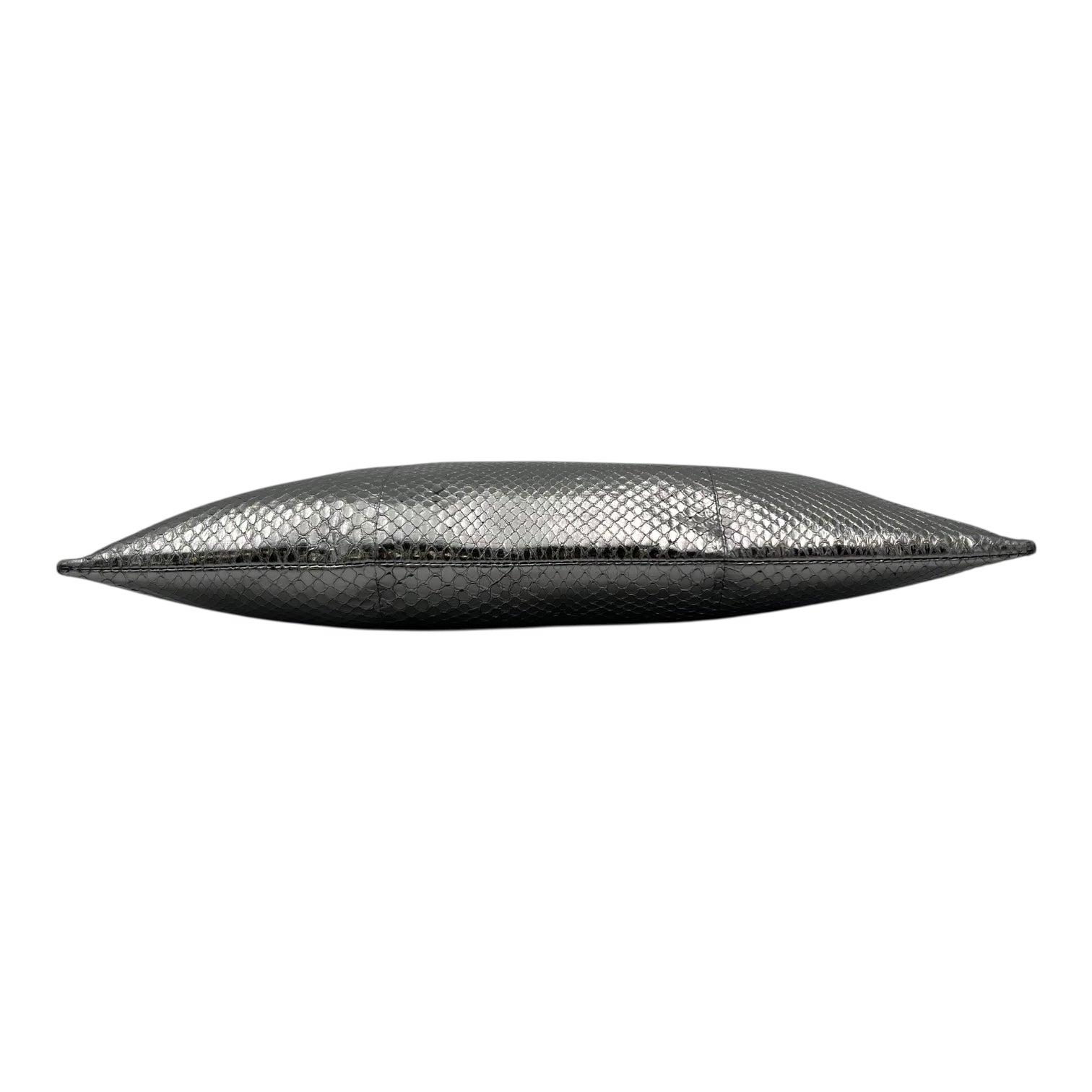 Push Lock Clip Silver Clutch in Python Embossed Calfskin, Silver hardware - Image 6
