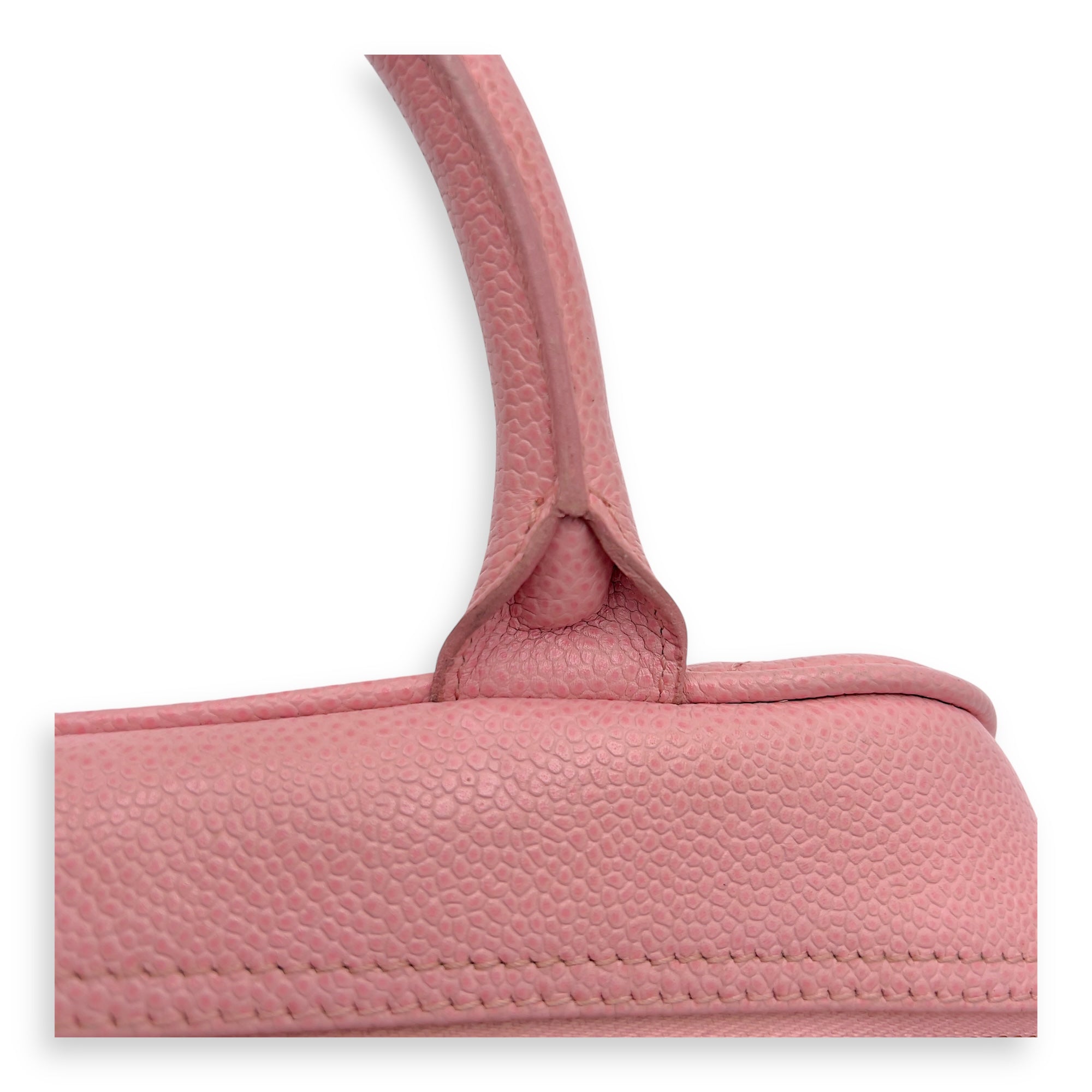 Bowling Pink Top Handle Bag in Caviar Leather, Gold hardware - Image 15