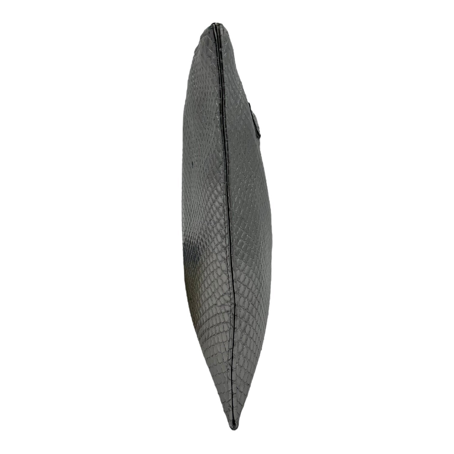 Push Lock Clip Silver Clutch in Python Embossed Calfskin, Silver hardware - Image 4