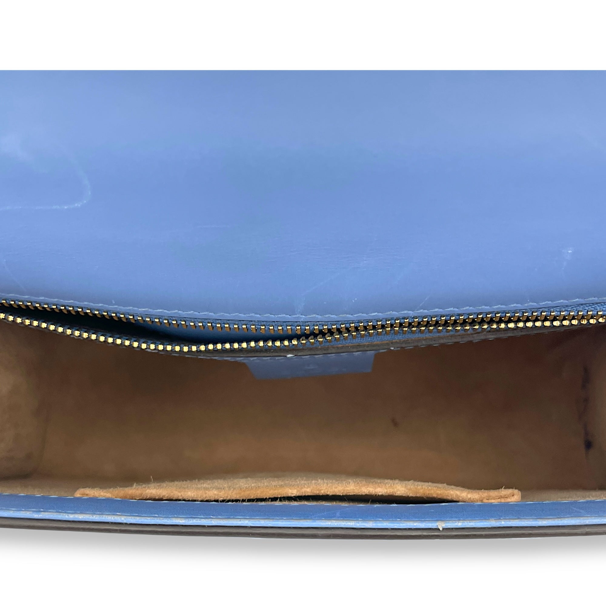 Sylvie Small Blue Shoulder Bag in Calfskin, Gold hardware - Image 12