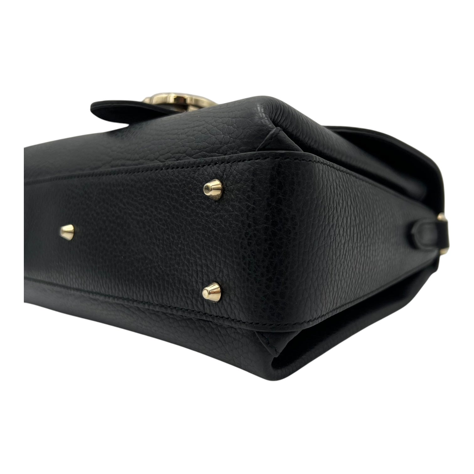 Interlocking G Top Handle Bag Black in Calfskin, Gold hardware - Image 11