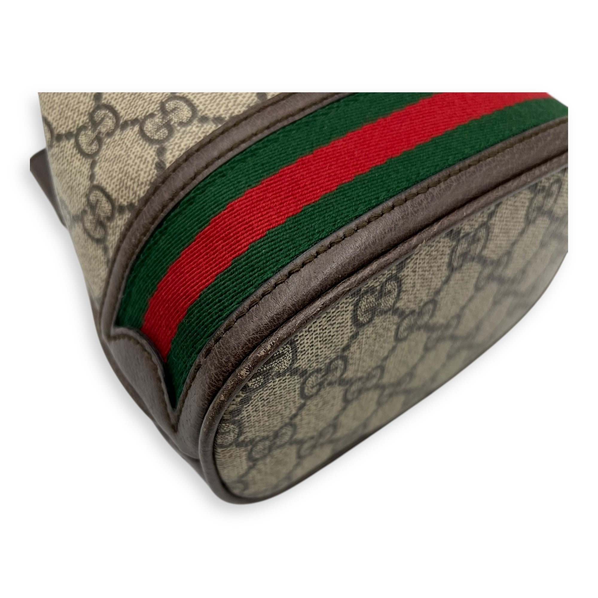 Ophidia Brown Bucket Bag in Monogram Coated Canvas, Gold hardware - Image 8