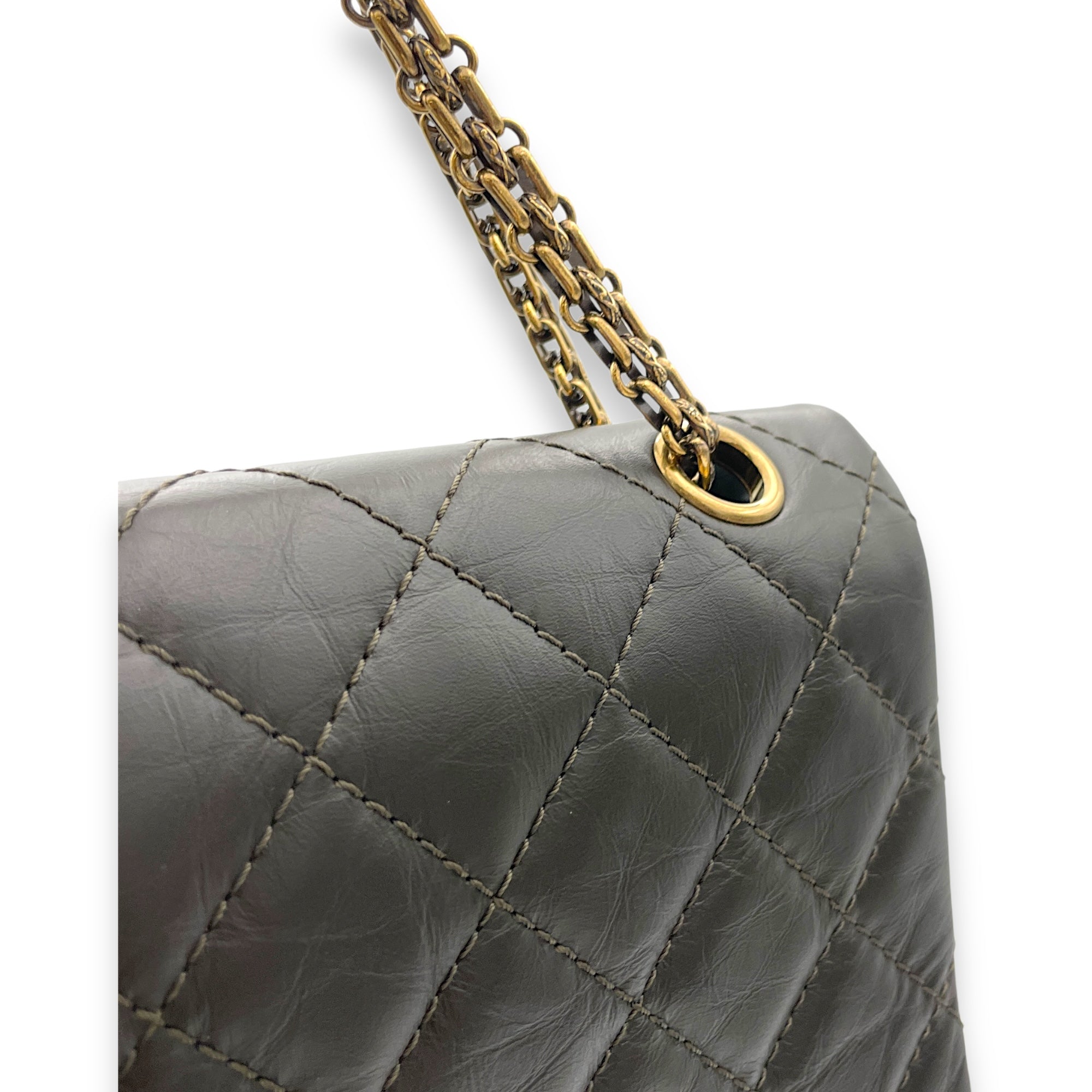 2.55 Brown Shoulder Bag in Calfskin, Gold hardware - Image 10