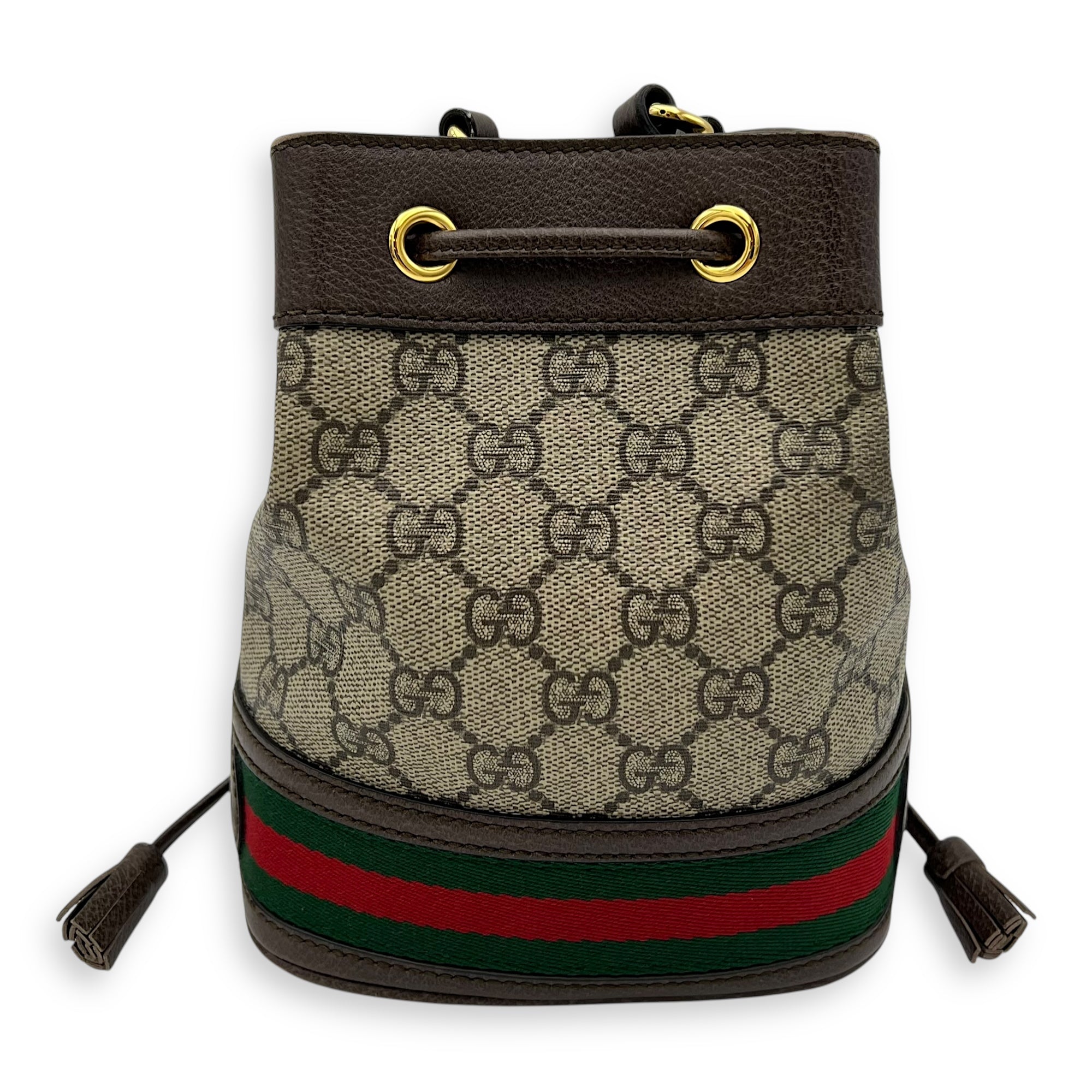 Ophidia Brown Bucket Bag in Monogram Coated Canvas, Gold hardware - Image 3
