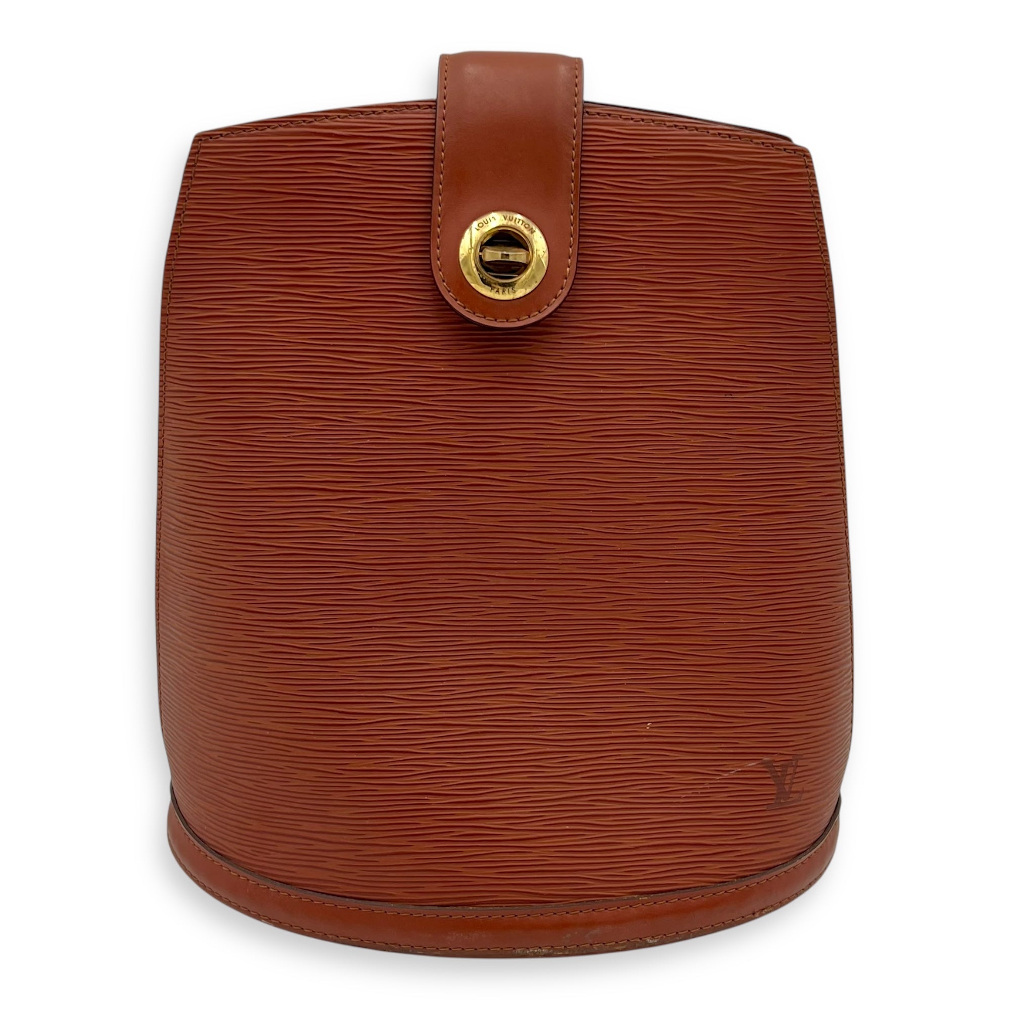 Cluny Shoulder Bag Brown in Epi Leather, Gold hardware