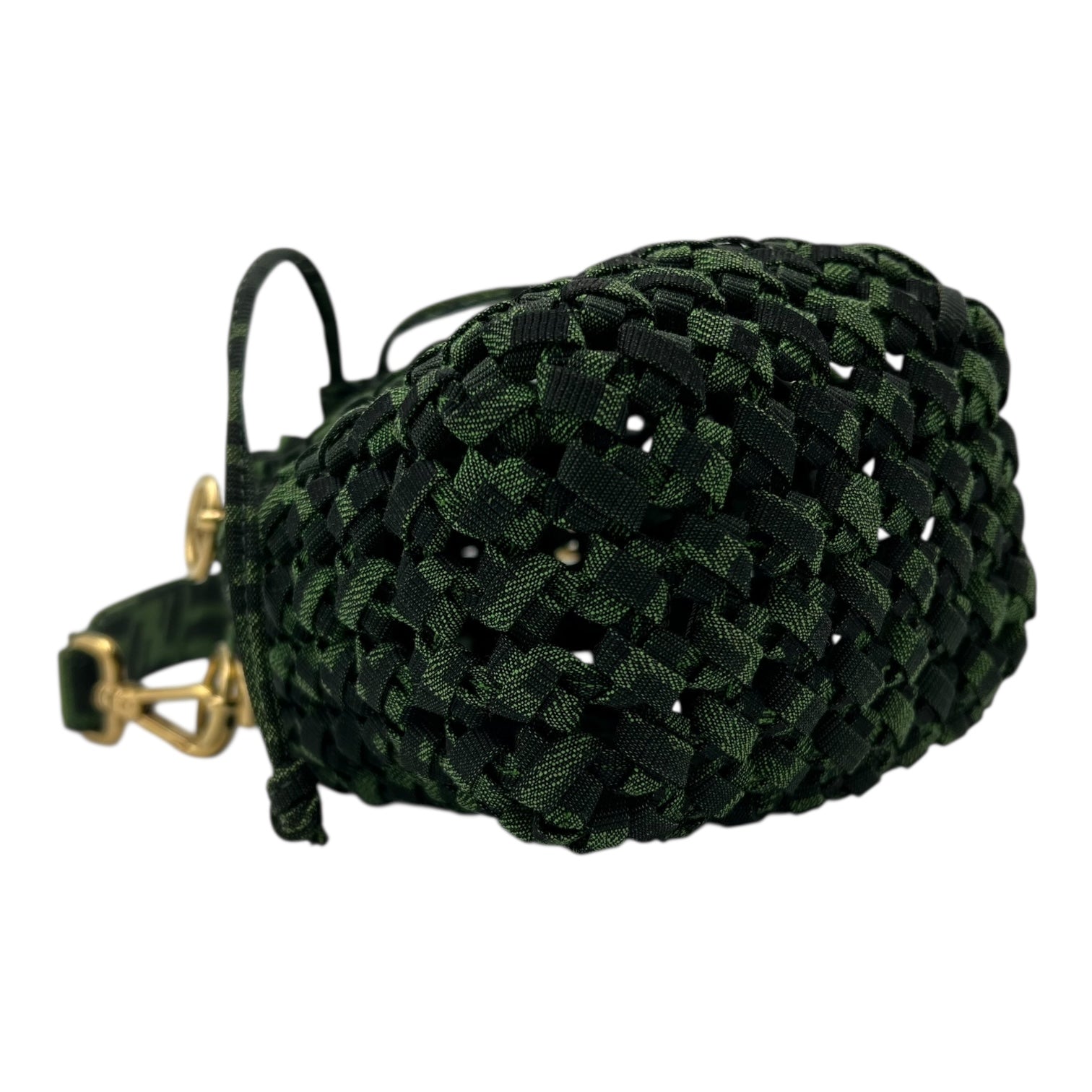 Mon Tresor Crossbody Bag Green in Canvas, Gold hardware - Image 9