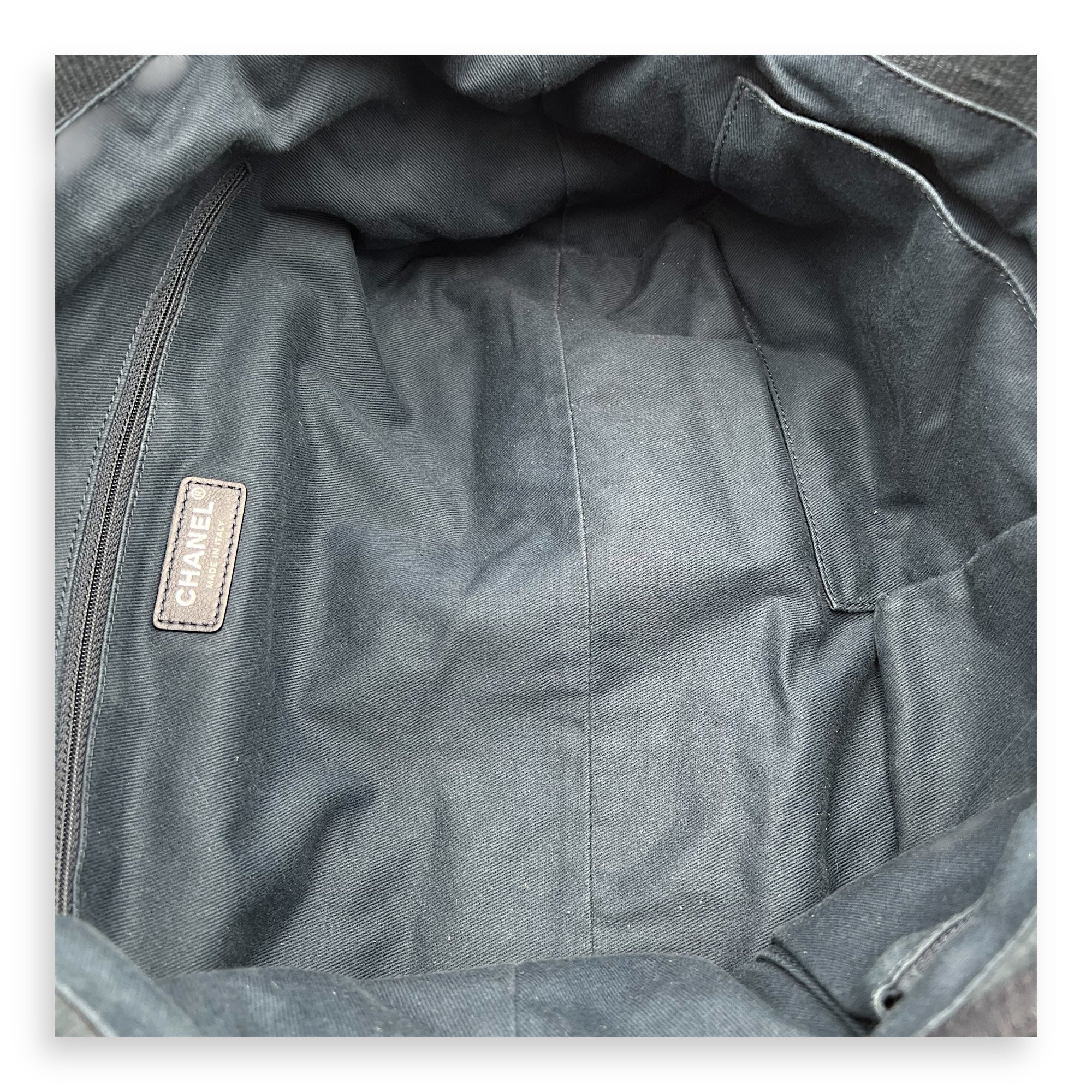 Deauville Tote Bag Blue in Fabric, Silver hardware - Image 10